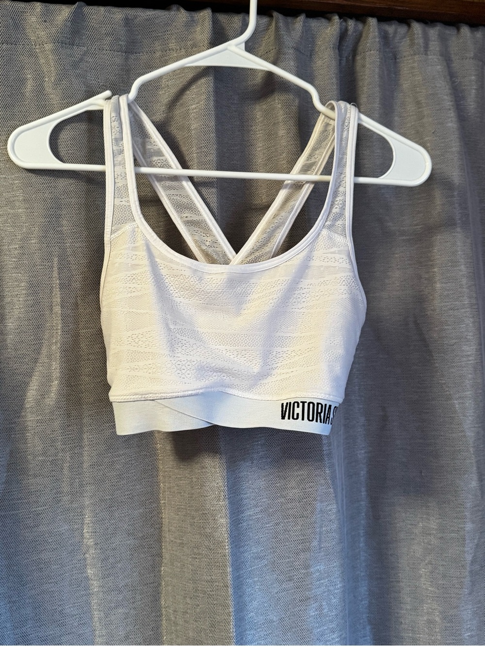 Victoria's Secret White Lace-Texture Sports Bra